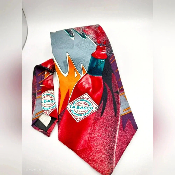 Tabasco Men's Novelty  Tie Whimsical Made in USA Imported Silk - Picture 1 of 9